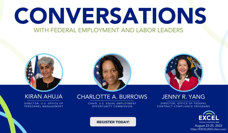 Banner Image about conversations with Federal Emplyment and Labor Leaders. Kiran, Charlotte and Jenny.