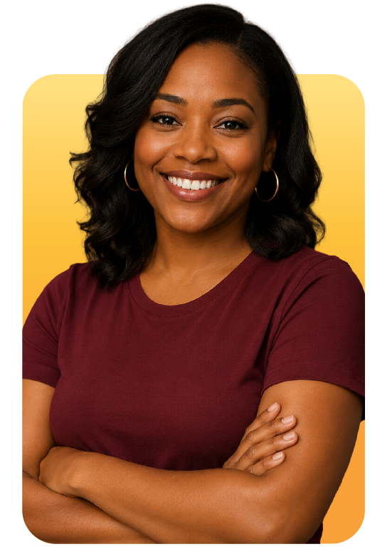 Smiling woman with arms crossed