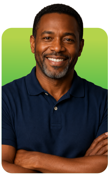 Smiling man with arms crossed