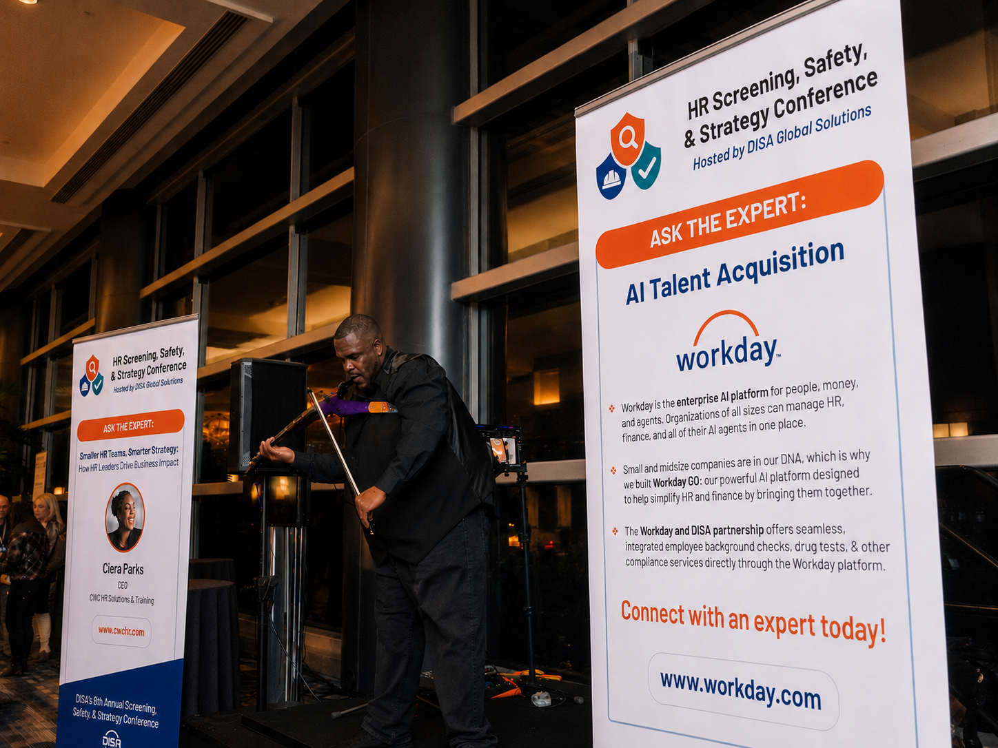 Day with DISA attendees connecting during a conference networking event