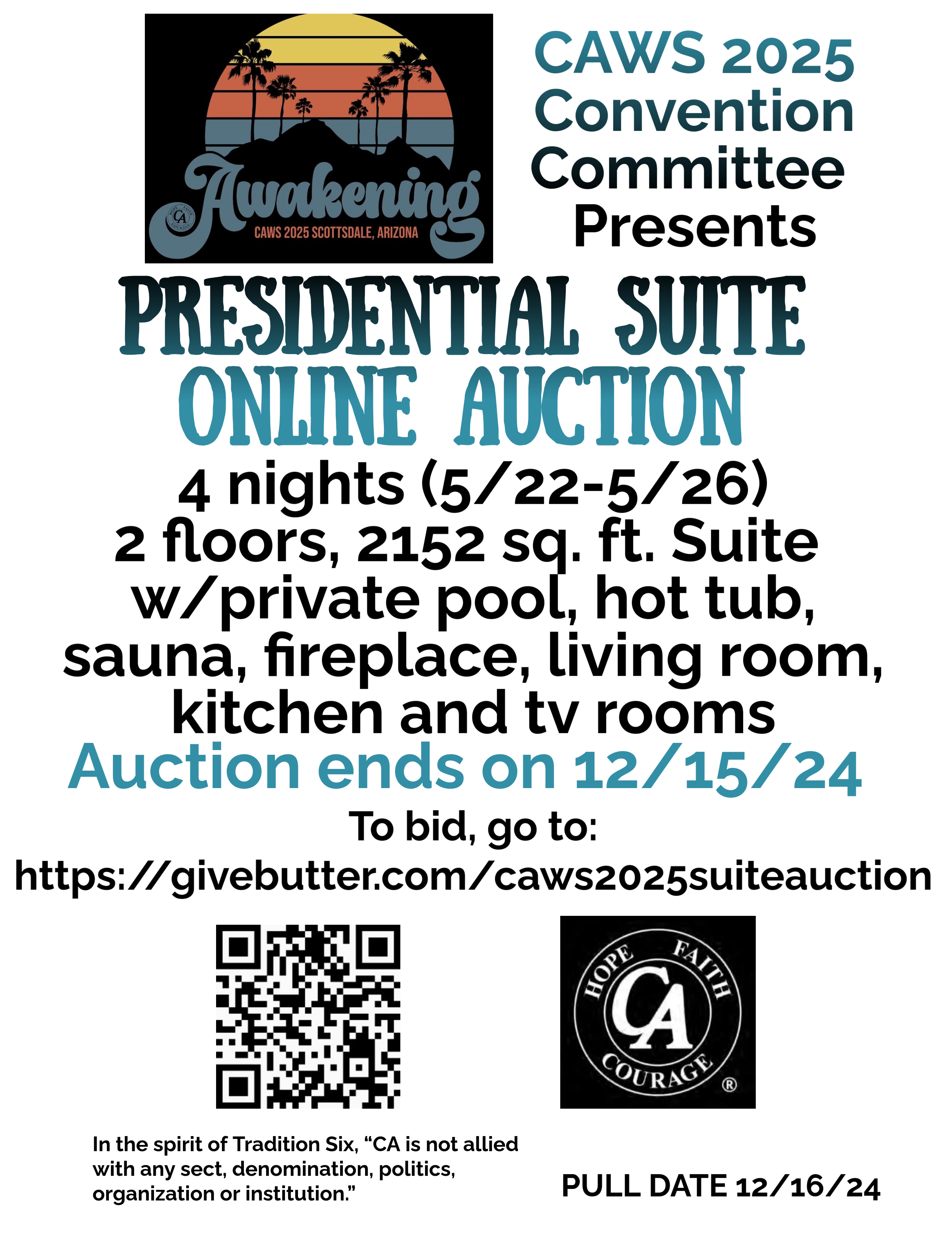 Presidential Suite Auction Flyer