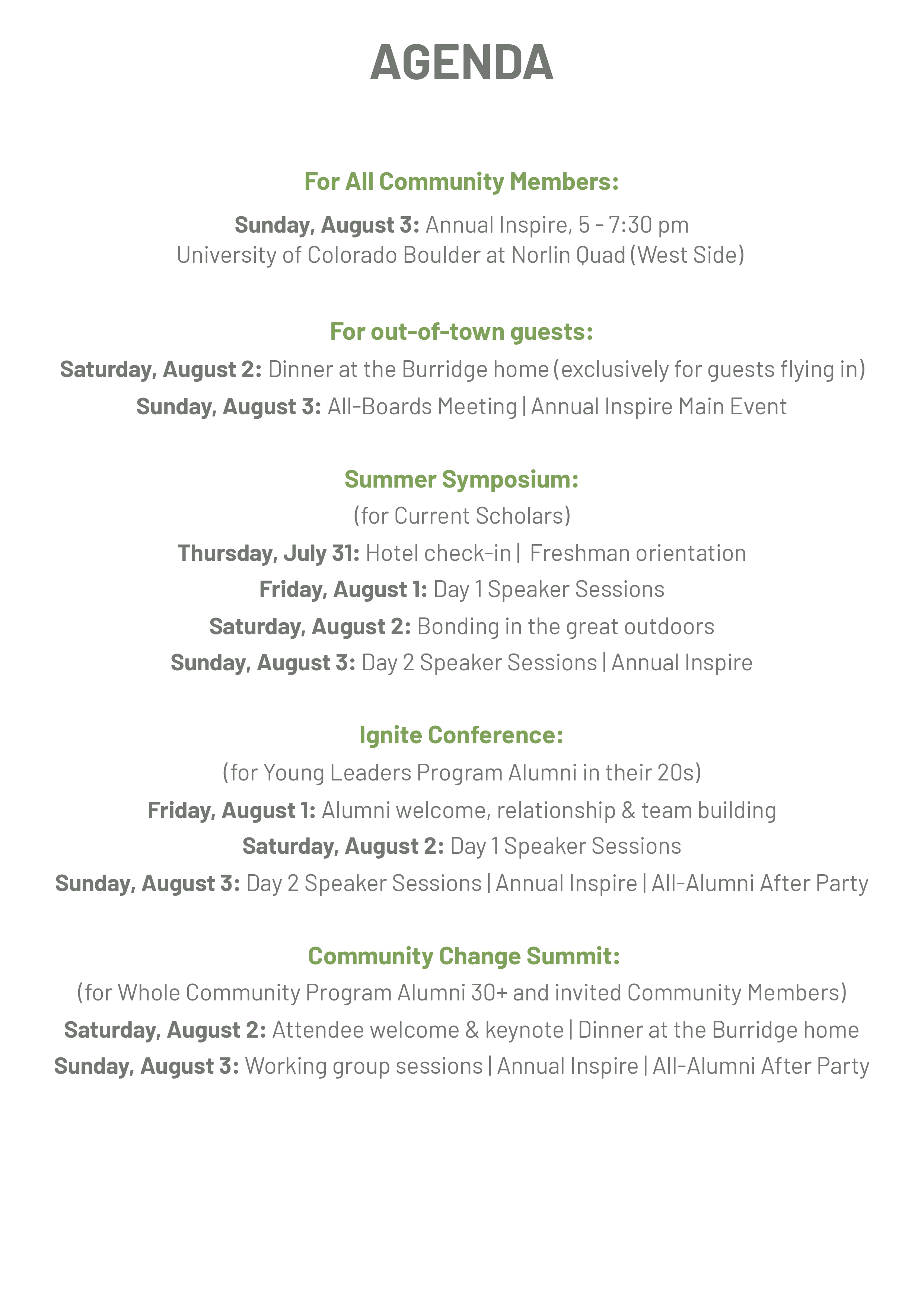 Agenda Snapshot
