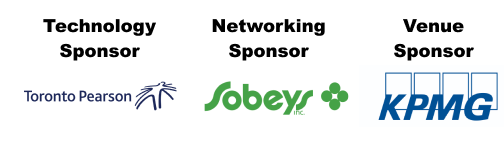 Logo for Connecting the Dots Technology Sponsor – GTAA, Networking Sponsor - Sobeys and Venue Sponsor - KPMG