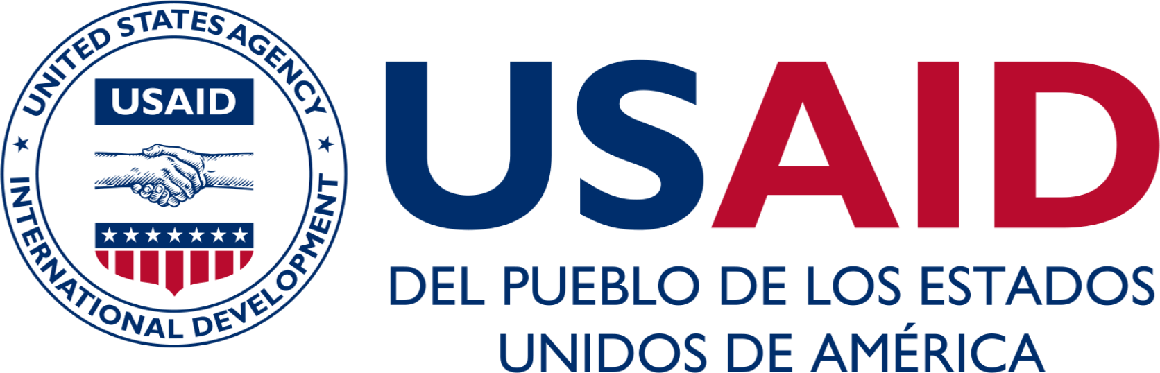 Two hands shaking, representing the USAID logo and symbolizing partnership and collaboration for development.