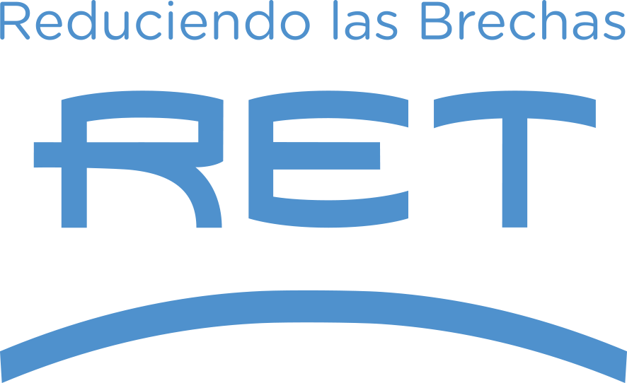 Logo consisting of the word RET in capital letters, with the tagline “Reducing the Gaps” above it, referring to the triple nexus approach used by RET.